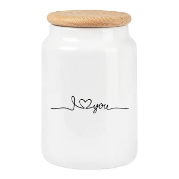 I Love you - message d'amour - Boîte à biscuits avec couvercle en bois - blanc - Devant