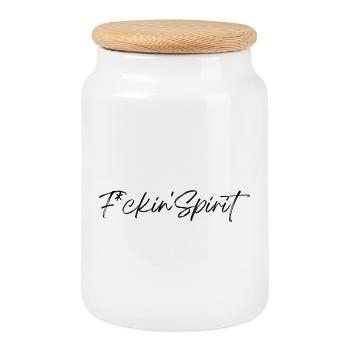 F*ckin' Spirit-Sammlung - Keksdose mit Holzdeckel - Weiß - Vorne