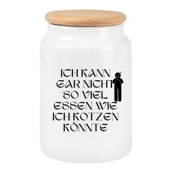 Ich Kann Gar Nicht Viel Essen Shirt - Keksdose mit Holzdeckel - Weiß - Vorne
