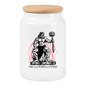 Mythischer Liebhaber Thor - Mr. Lover Lover - Keksdose mit Holzdeckel - Weiß - Vorne