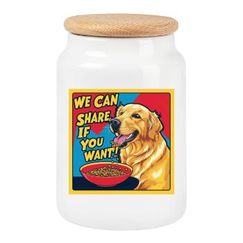 Golden Retriever - We Can Share If You Want - Keksdose mit Holzdeckel - Weiß - Vorne