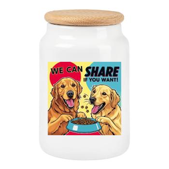 Comic Dogs - We Can Share If You Want - Keksdose mit Holzdeckel - Weiß - Vorne