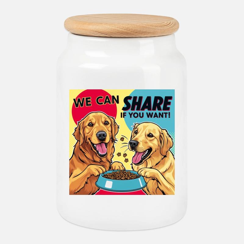 Comic Dogs - We Can Share If You Want - Keksdose mit Holzdeckel - Weiß