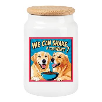 Comic Dogs - We Can Share If You Want - Keksdose mit Holzdeckel - Weiß - Vorne
