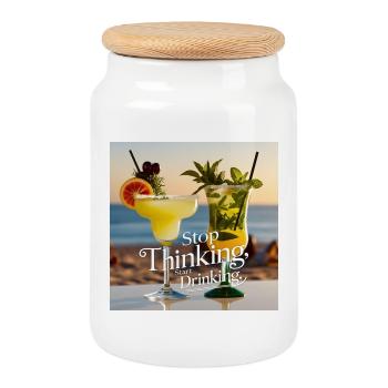 Cocktails mit Humorvollen Text - Keksdose mit Holzdeckel - Weiß - Vorne