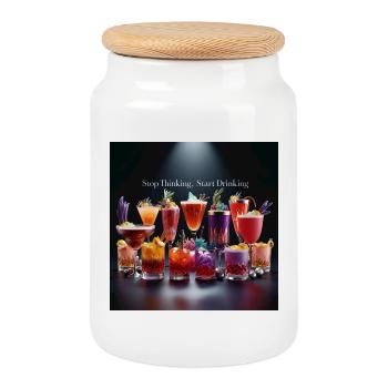 Cocktails avec texte humoristique - Boîte à biscuits avec couvercle en bois - blanc - Devant