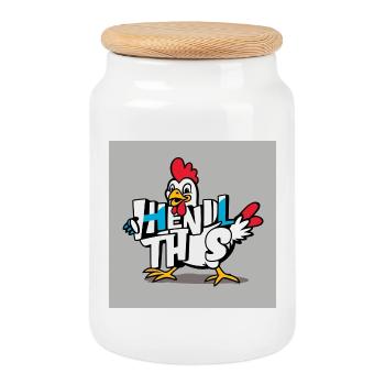 Drôle de poulet « Hendl this » - Boîte à biscuits avec couvercle en bois - blanc - Devant