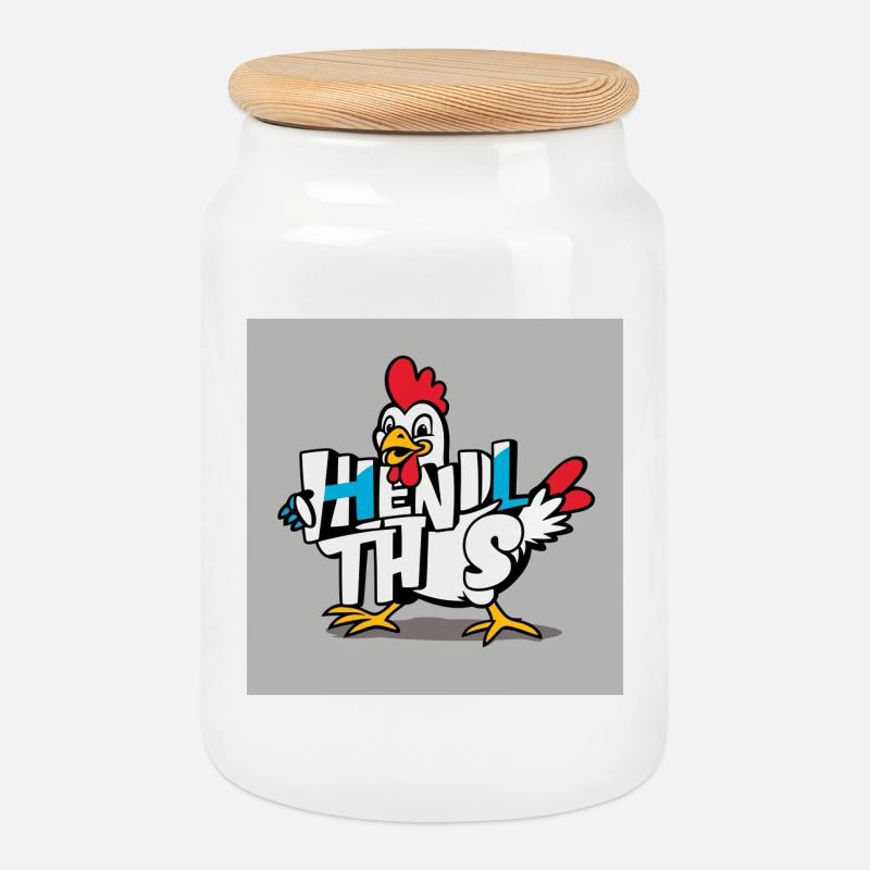 Lustiges Huhn "Hendl this" - Keksdose mit Holzdeckel - Weiß