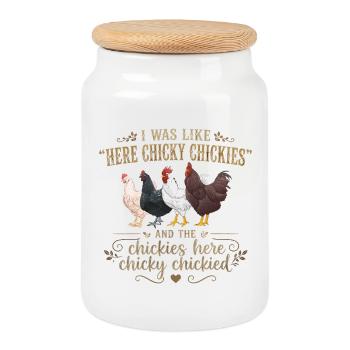 Hennenhumor Retro Groovy Farmer Geschenk - Keksdose mit Holzdeckel - Weiß - Vorne