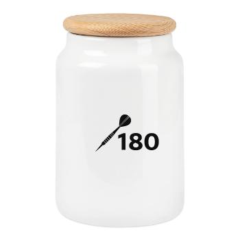 180 dart - Keksdose mit Holzdeckel - Weiß - Vorne