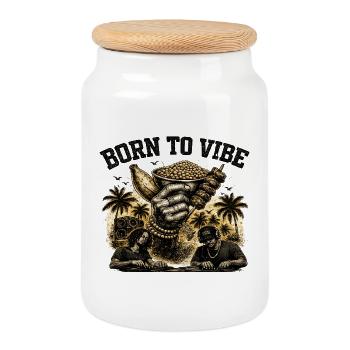 Born to Vibe: Tropical DJ Crew - Cookie Jar with Wooden Lid - white - Front