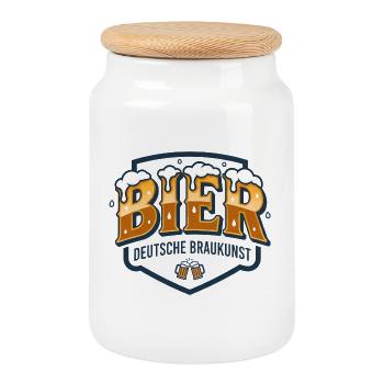 Bier Saufen Trinken - Keksdose mit Holzdeckel - Weiß - Vorne