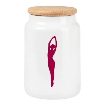 Dancing Dance - Cookie Jar with Wooden Lid - white - Front
