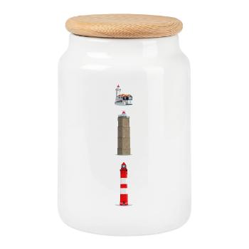 Leuchttürme Ameland, Terschelling, Marken - Keksdose mit Holzdeckel - Weiß - Vorne