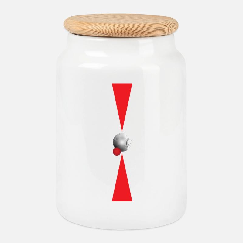 Minimalismus Pétanque - Keksdose mit Holzdeckel - Weiß