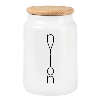 Nylon - Cookie Jar with Wooden Lid - white - Front