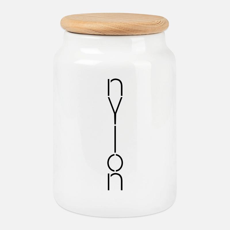 Nylon - Keksdose mit Holzdeckel - Weiß