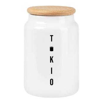 Tokyo Japan Sushi Gift - Cookie Jar with Wooden Lid - white - Front