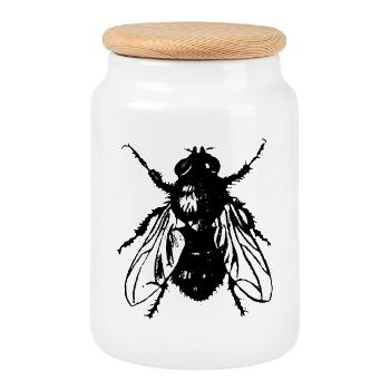 The Fly - Cookie Jar with Wooden Lid - white - Front