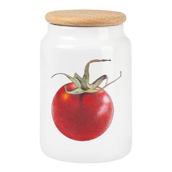 Tomate - Boîte à biscuits avec couvercle en bois - blanc - Devant