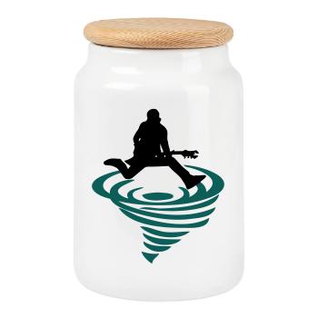 Rocker emblem - Cookie Jar with Wooden Lid - white - Front