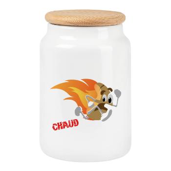 Monsieur Chaud Patate Sprint - Boîte à biscuits avec couvercle en bois - blanc - Devant