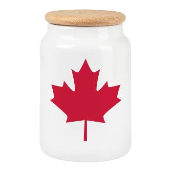 Canada Leaf - Cookie Jar with Wooden Lid - white - Front