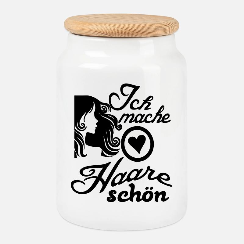 Ich mache Haare schön Friseur Spruch Geschenk - Keksdose mit Holzdeckel - Weiß