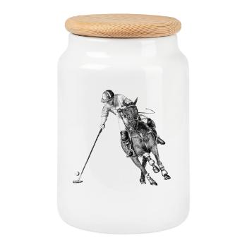 polo sport - Boîte à biscuits avec couvercle en bois - blanc - Devant