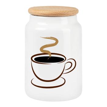 Kaffee - Keksdose mit Holzdeckel - Weiß - Vorne