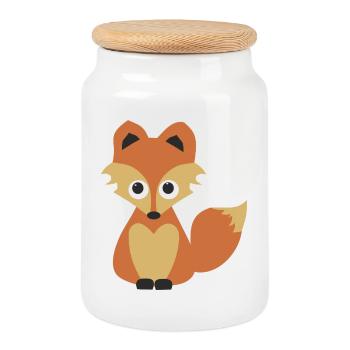 Kuschelfuchs Cartoon Retrofarben - Keksdose mit Holzdeckel - Weiß - Vorne