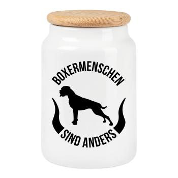 Boxer gens sont différents - Boîte à biscuits avec couvercle en bois - blanc - Devant