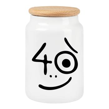 40 années - Alors quoi? - Boîte à biscuits avec couvercle en bois - blanc - Devant