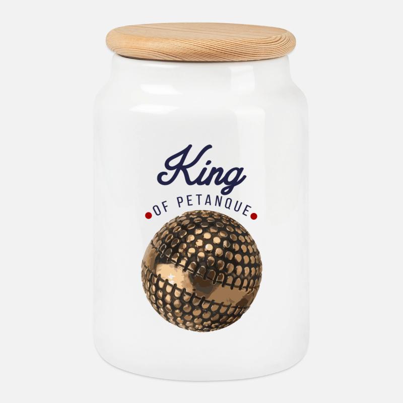 König des Boules - Keksdose mit Holzdeckel - Weiß