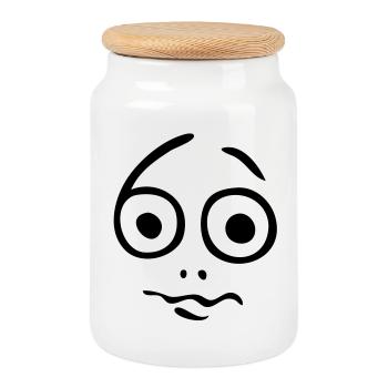 Help, 60 years ago! - Cookie Jar with Wooden Lid - white - Front