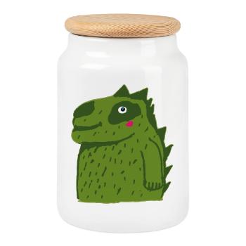 Drachen - Keksdose mit Holzdeckel - Weiß - Vorne