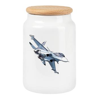 Su-30SM - Boîte à biscuits avec couvercle en bois - blanc - Devant