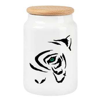 Tribal Tiger 2 - Keksdose mit Holzdeckel - Weiß - Vorne