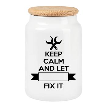 mechanic - Cookie Jar with Wooden Lid - white - Front