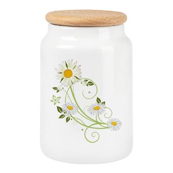 Ranke avec Marguerite et Marguerite - Boîte à biscuits avec couvercle en bois - blanc - Devant