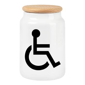 Handicapés symbole de fauteuil roulant - Boîte à biscuits avec couvercle en bois - blanc - Devant