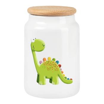 Funny Colorful Stegosaurus Dinosaur I Gift - Cookie Jar with Wooden Lid - white - Front