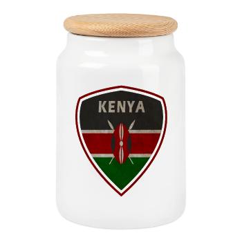 Kenia Wappen Vintage / Kenya Geschenk Afrika - Keksdose mit Holzdeckel - Weiß - Vorne