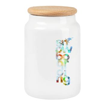 snowboard - Cookie Jar with Wooden Lid - white - Front