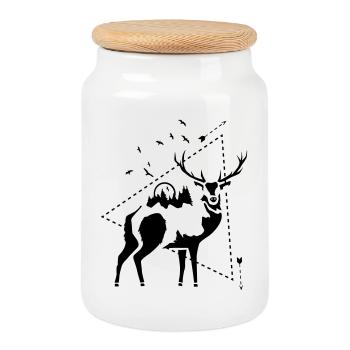 HIRSCH - NATURE - Cookie Jar with Wooden Lid - white - Front