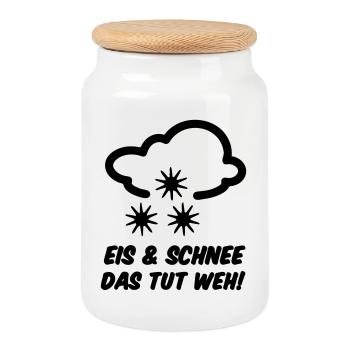 Winter Eis Schnee Spruch lustig Geschenk - Keksdose mit Holzdeckel - Weiß - Vorne