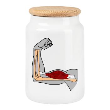 Biceps brachii Muscle Upper arm muscle Anatomy Strength - Cookie Jar with Wooden Lid - white - Front