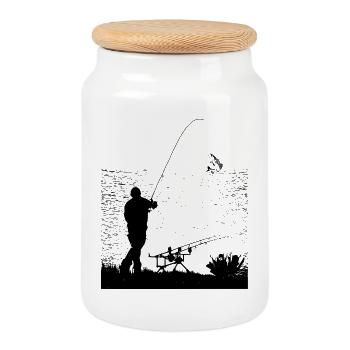 fisher - Boîte à biscuits avec couvercle en bois - blanc - Devant
