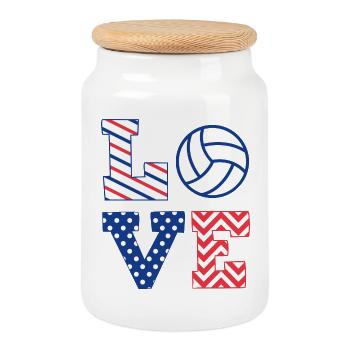 Volleyball - Keksdose mit Holzdeckel - Weiß - Vorne