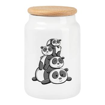 Kawaii Panda Bears I Manga Anime Pandas Gifts - Cookie Jar with Wooden Lid - white - Front